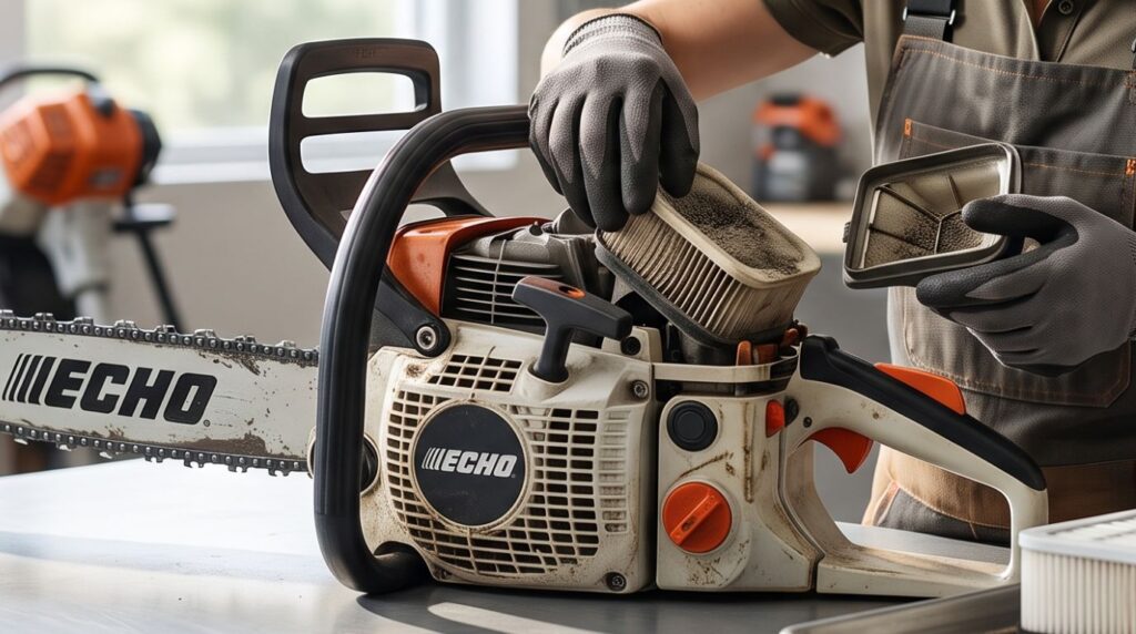 how to clean chainsaw air filter echo